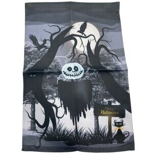 Scarecrow Black Cat Garden Flag Halloween Party Banner Spooky Scary Fall Decor
